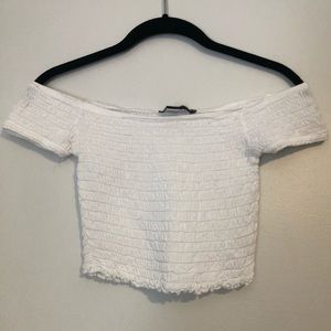 White Smocked Crop Top